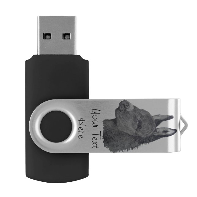 black and white picture of cute donkey flash drive (Opened)