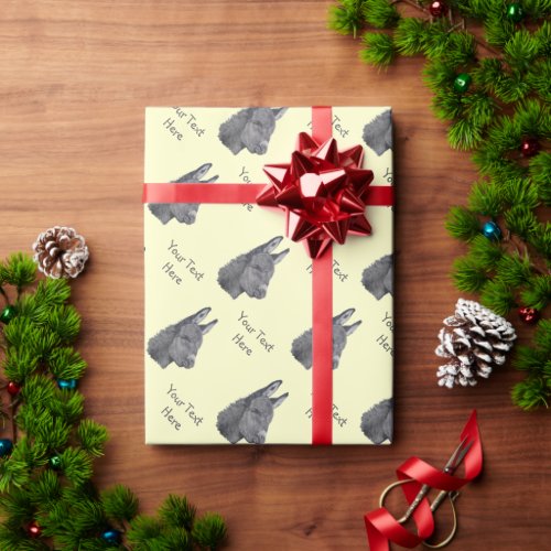 black and white picture of cute donkey wrapping paper