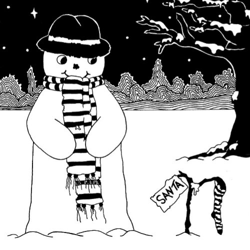 black and white picture of cute snowman Christmas T_Shirt