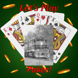 Black and White Picturesque Train Photo Poker Cards