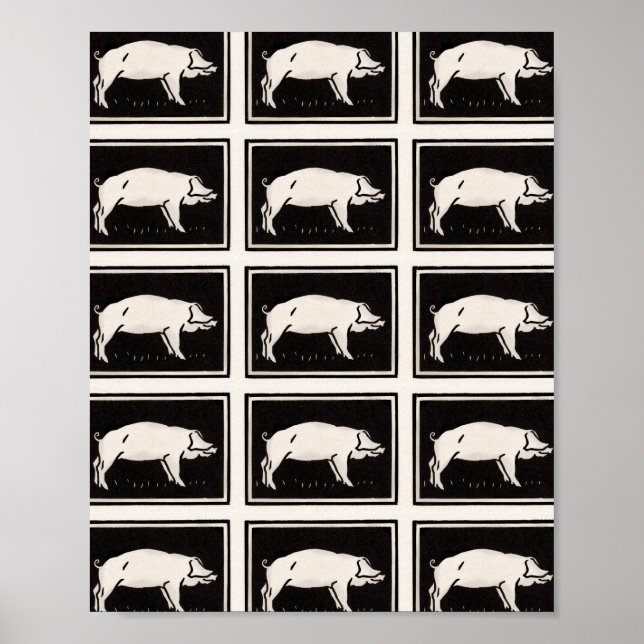 Black and White Pig by Julie de Graag Poster (Front)