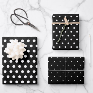Black And White Pin & Polka Dots  Wrapping Paper Sheets
