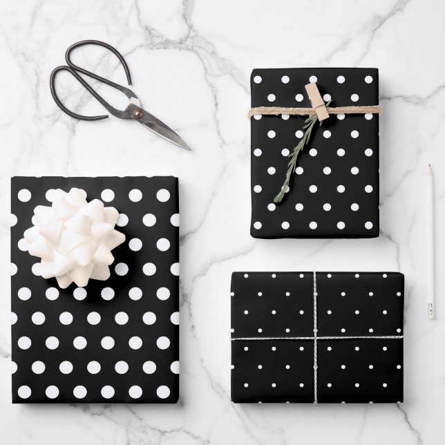 Black And White Pin & Polka Dots  Wrapping Paper Sheets (Front)