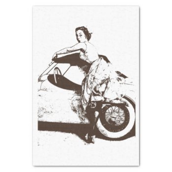 Black And White Pin Up Girl Vintage Sports Car Tissue Paper by PNGDesign at Zazzle