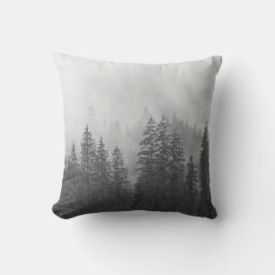 Black And White Pine Forest Pillow