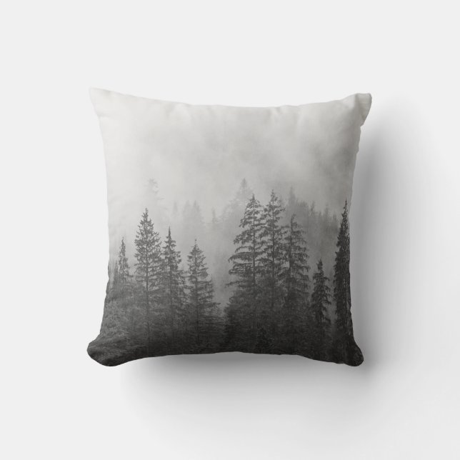 Black And White Pine Forest Pillow (Front)