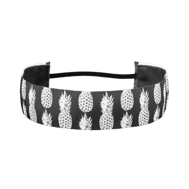 Black and white pineapple fruit pattern headband (Front)