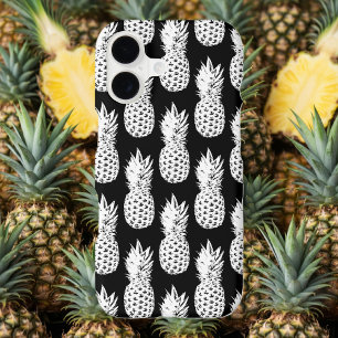 Black and white pineapple pattern iPhone 17 case