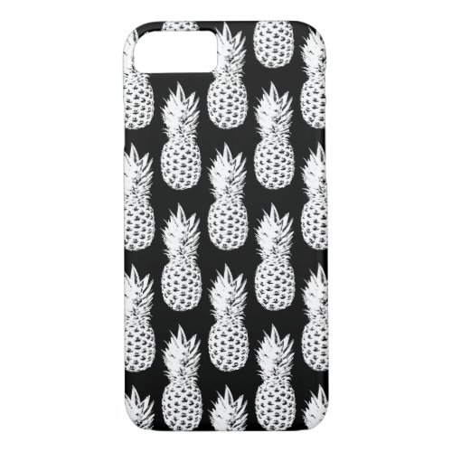Black and white pineapple pattern iPhone 7 case