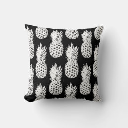 Black and white pineapple pattern throw pillow