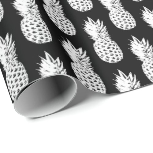 Black and white pineapple pattern wrapping paper