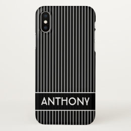 Black and White Pinstripe Custom iPhone X Case