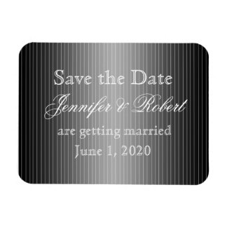 Black and White Pinstripe Heart Save the Date Magnet