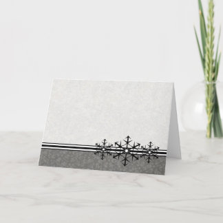 Black and White Pinstripe Holiday Snowflake Card