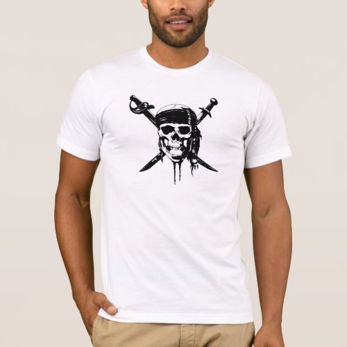 Black and White Pirate Skull and Swords T_Shirt