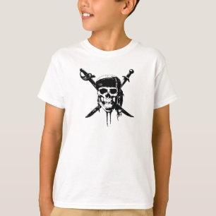 Black and White Pirate Skull and Swords T-Shirt