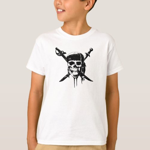 Black and White Pirate Skull and Swords T_Shirt