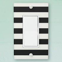 Black and White Pirate Stripes Modern Light Switch Cover