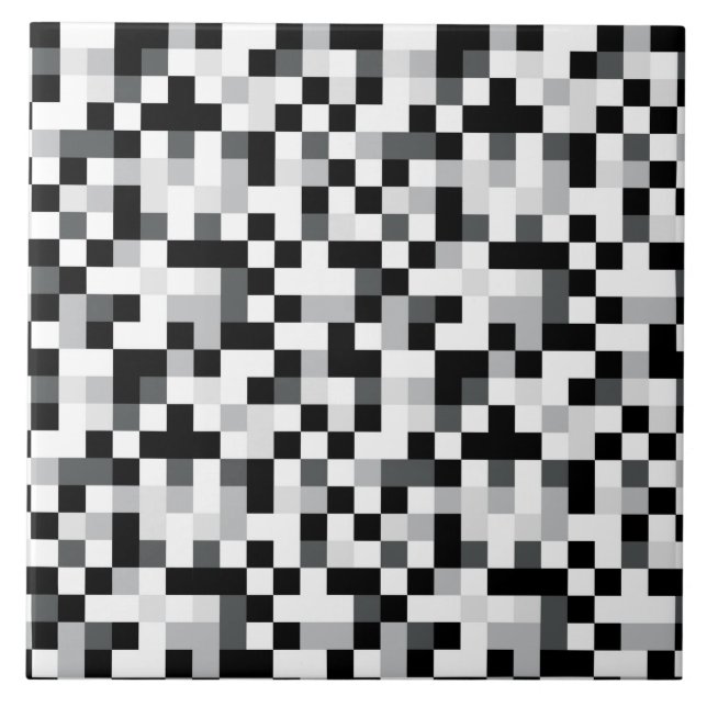 Black and White Pixel Design Tile (Front)
