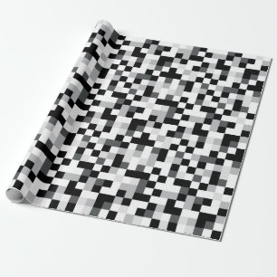Black and White Pixel Design Wrapping Paper