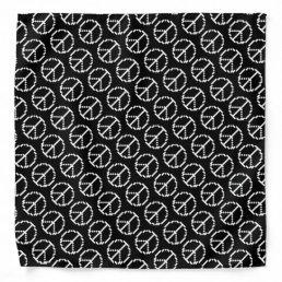 Black and white pixel peace sign symbol pattern bandana