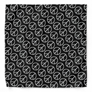 Black and white pixel peace sign symbol pattern bandana