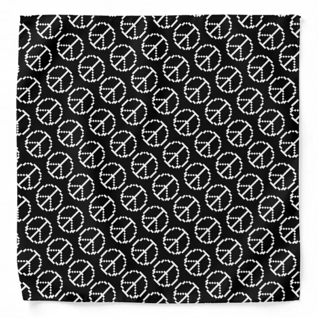Black and white pixel peace sign symbol pattern bandana | Zazzle