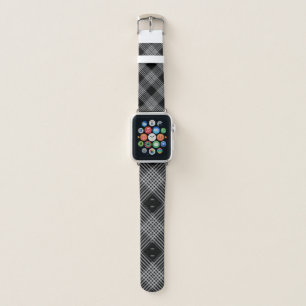 Black And White Plaid Apple Watch Band