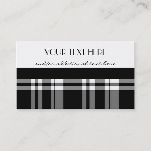 Customizable Black and White Plaid Business Card
