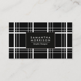 Black and White Plaid Business Card