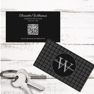 Black and White Plaid Business Card