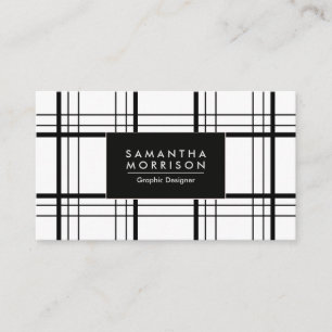 Black and White Plaid Business Card
