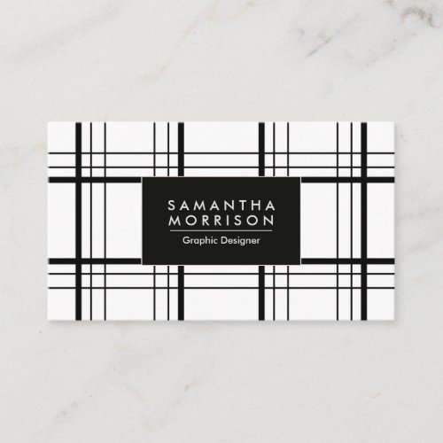 Black and White Plaid Business Card