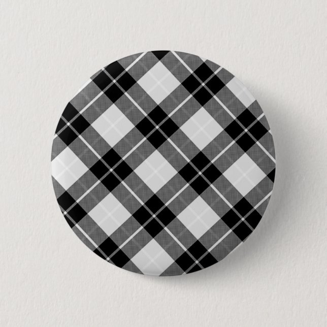 Black and White Plaid Button (Front)