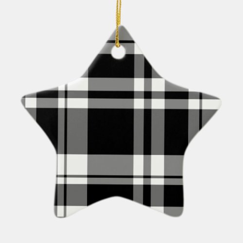 Black and White Plaid Ceramic Ornament