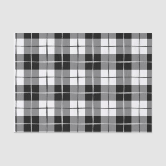 Black and White Plaid Check Plaid Tissue Paper  (Front)
