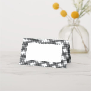 Black and White Plaid Checker Pattern Holiday Place Card
