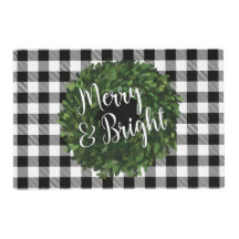 Black and White Plaid Christmas Placemat