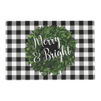 Black and White Plaid Christmas Placemat
