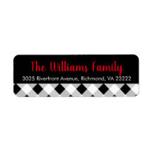 Black and White Plaid Christmas Return Address