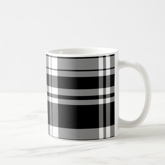 Black and White Plaid Coffee Mug (Right)