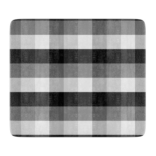 Black and White Plaid Cutting Board (Front)