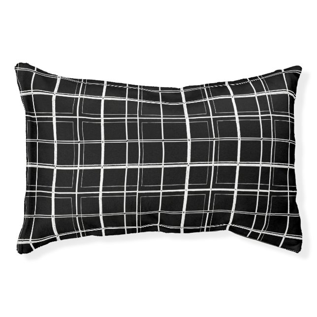 Black and White Plaid Dog Bed (Front)