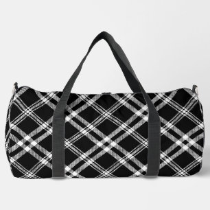Black and White Plaid Duffle Bag
