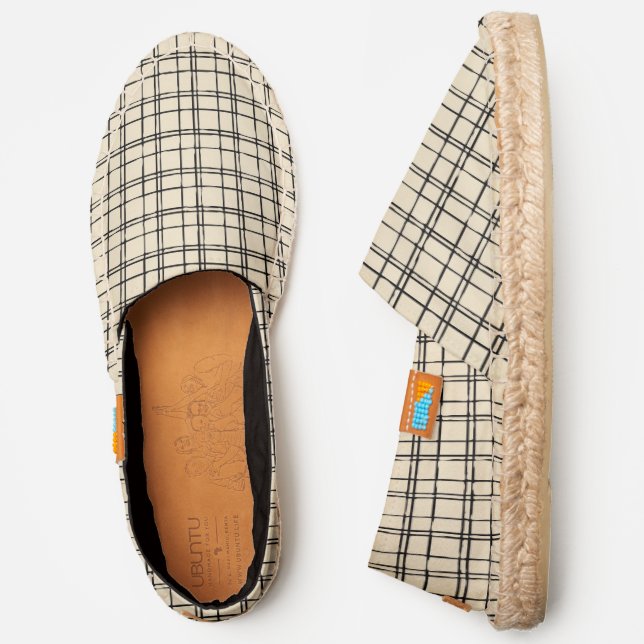 Black and White Plaid Espadrilles (Side)