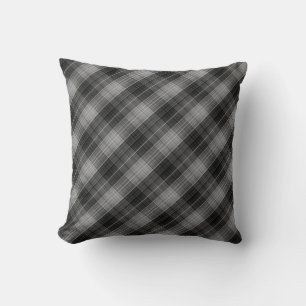 Black and white plaid , gray , gray plaid throw pillow