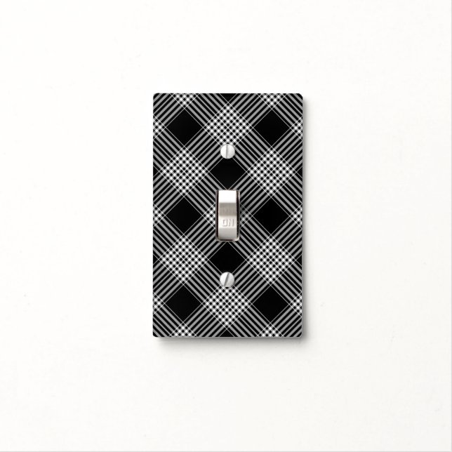 Black And White Plaid Light Switch Cover (In Situ)