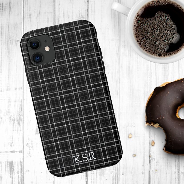 Black and White Plaid Monogram  Case-Mate iPhone Case (Creator Uploaded)