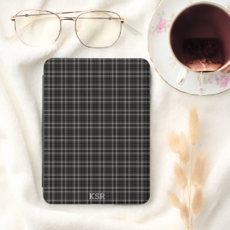 Black and White Plaid Monogram Kindle Cover