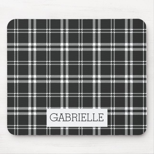 Black and White Plaid Mouse Pad (Front)